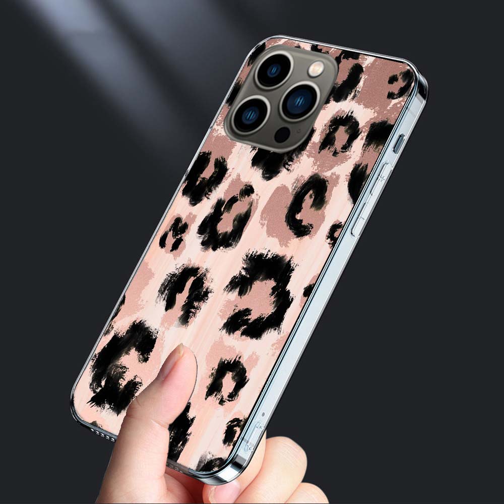 Leopard Print Pink Phone Case For Iphone 16E 15 Pro 14 Plus 17E 16 17 Pro Max Air 11 12 13 Mini Shockproof Capa Cute Cover TP