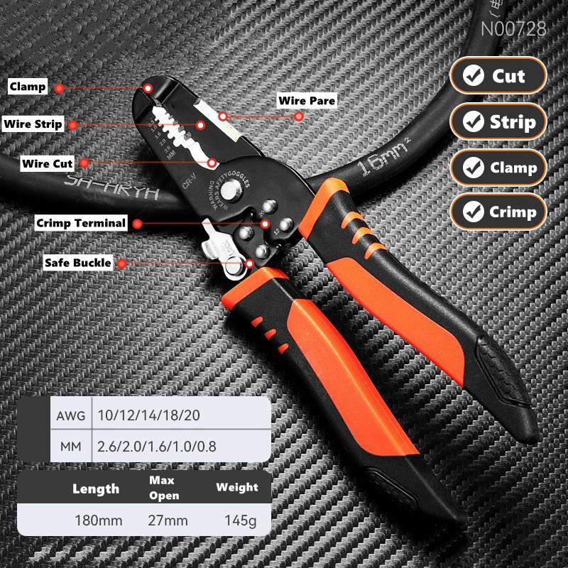 Multi-Functional Electrician Wire Cutter/Stripper/Crimper Wire Stripping Cutting Crimping Plier For Peeling & Network Cabling