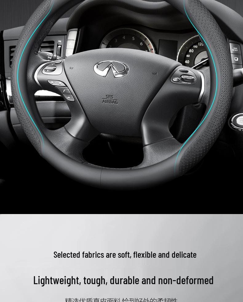 Kryt volantu z pravé kůže pro Infiniti: Pasuje na QX50, QX60, QX80, Q50, Q70L, Q50L, FX3 - Všechna roční období