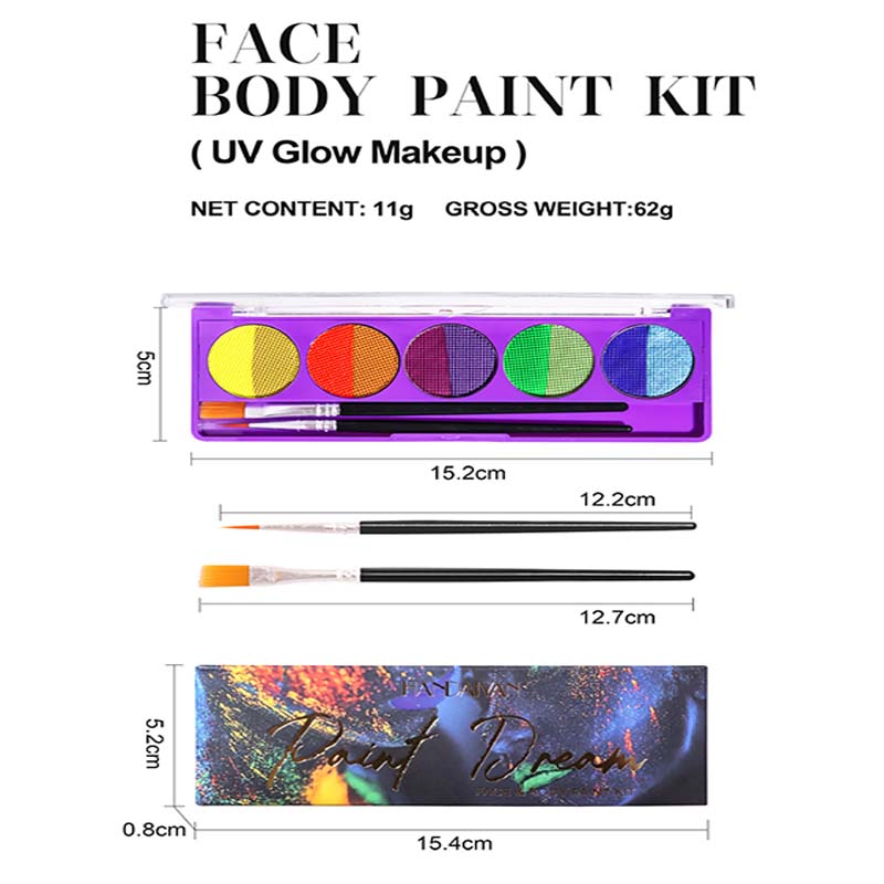 Palette di trucco Fluorescente UV Idrosolubile Trucco per feste di Halloween Palette di body painting Trucco per palcoscenico festivo
