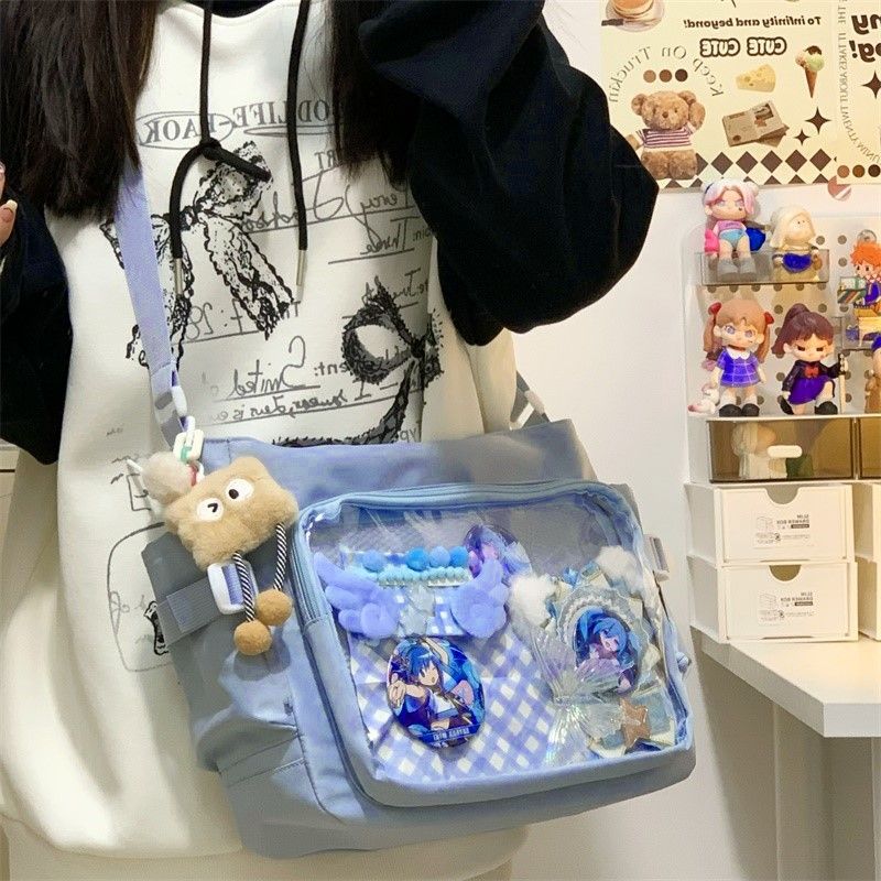 Японская сумка через плечо в стиле ins для мягкой девушки Y2K JK Униформа Прозрачная сумка Ulzzang Ita Студенческая сумка-тоут для поездок на работу синий 1870₽