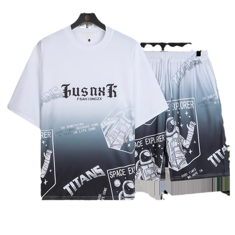 Men's Summer 2024 Casual Sports Suits: Ice Silk Short Sleeves + Shorts, New Youthful Styles