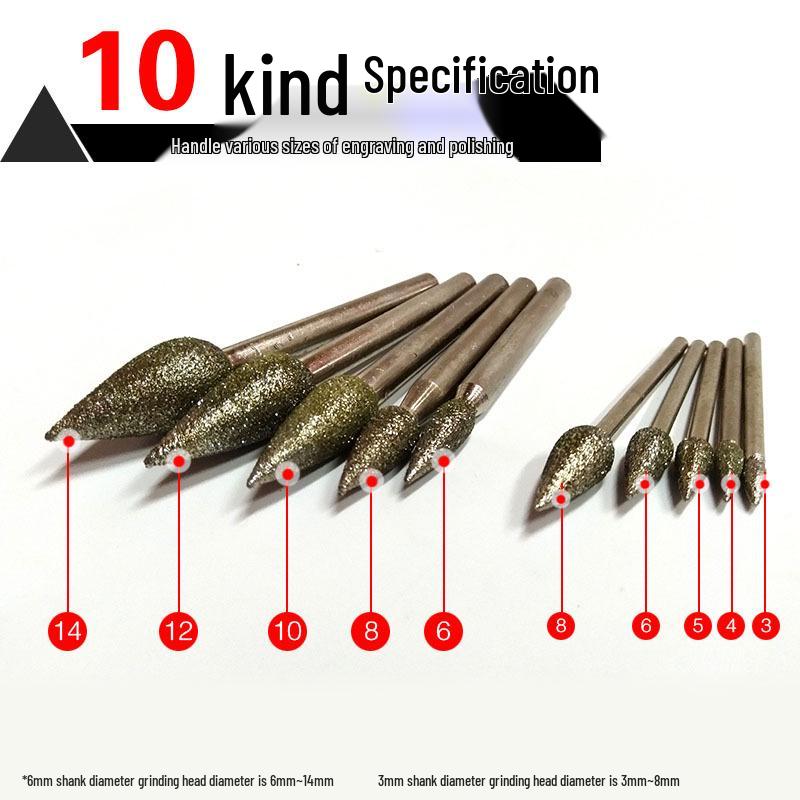 Electroplated Diamond Engraving Head - Pointed Abrasive for Electric Grinder