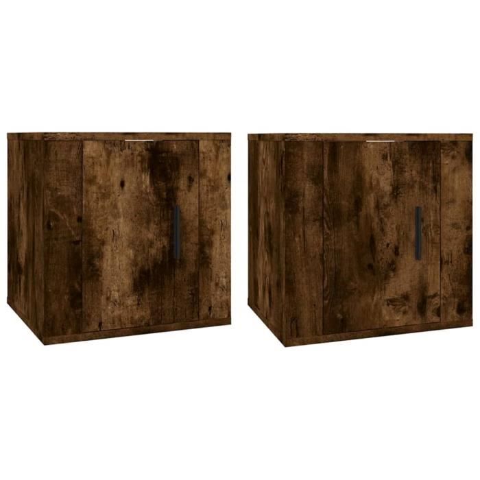 816651 vidaXL Wall-Mounted TV Cabinets 2 Pcs Smoked Oak 40x34.5x40 Cm
