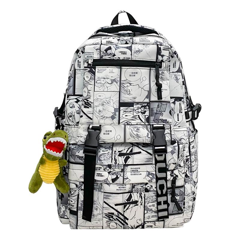 

Студенческий школьный рюкзак мужской с принтом граффити женский рюкзак большой вместимости чёрный