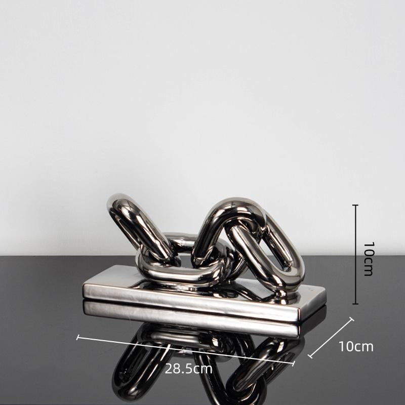 Ceramic Handicraft Golden Chain Skeleton Lock Ceramic Furniture Gold Ring Decorative Figurines Home Decoration Accessories