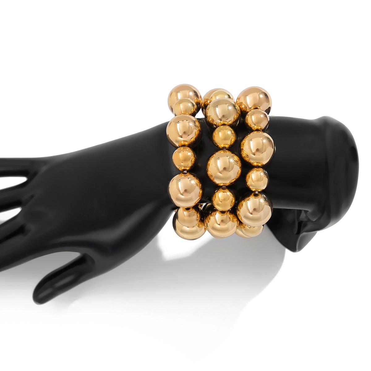 

3 шт. Панк Эластичные Браслеты из Бусин Золотой Серебристый Цвет Наборный Браслет из Шариков с Бусинами Для Женщин Мужчин Ювелирные Изделия из Имитации Жемчуга