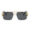 Unisex Square Frame Leopard Head Sunglasses, UV Protection, Trendy and High-End Feel