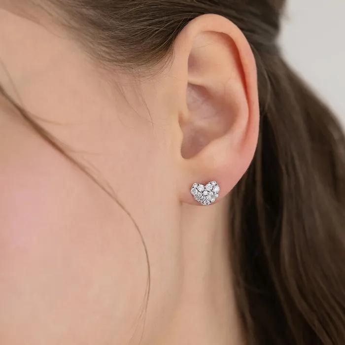 (Silver 925) Full Cubic Heart Earrings EC3301