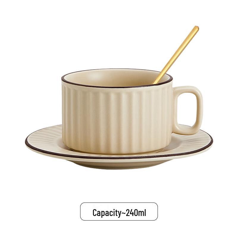 Jun Seventeen ME French Ceramic Striped Coffee & Tea Set Simple Pack