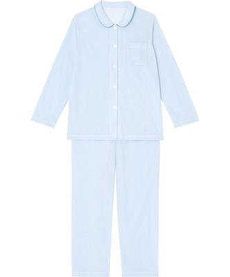 Langes Langes Glattes Gebondetes Jersey-Material Sauberes Hemd BU Wing/Wacoal Damen-Pyjama, Ärmel, Hose, Textur, (Hautseite), Silhouette, Stil, EP5064,