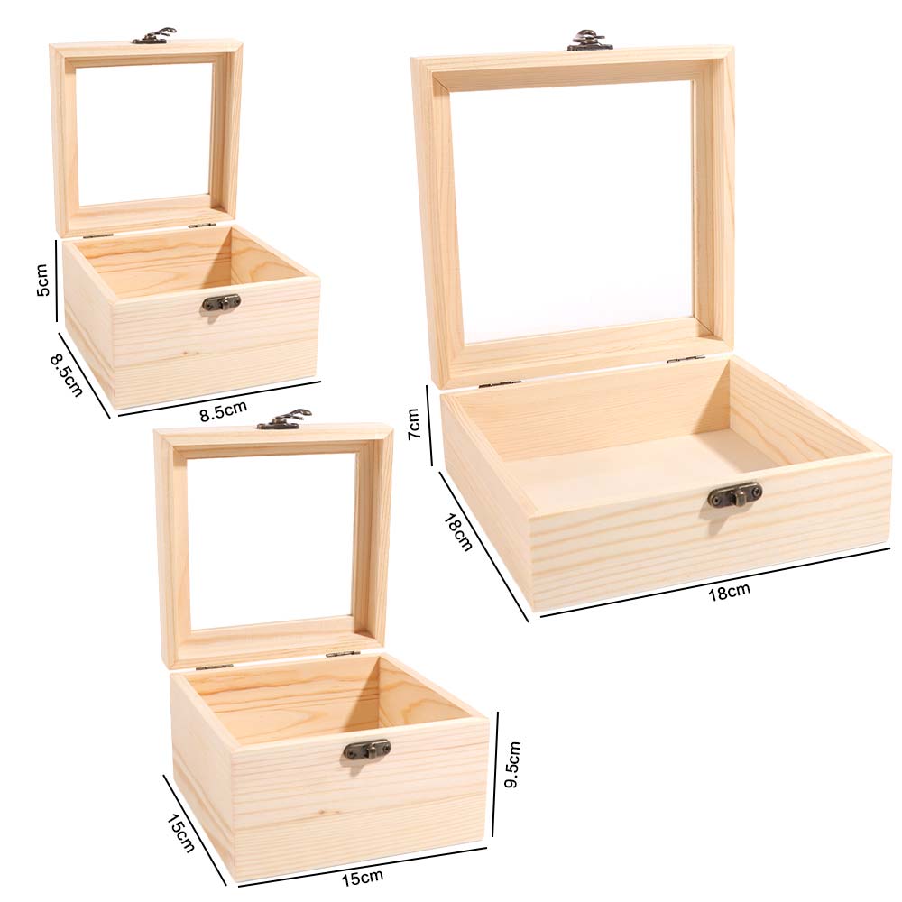 Retro Jewelry Box Rectangular Desktop Organizer Clamshell Container Wooden Storage Box Family