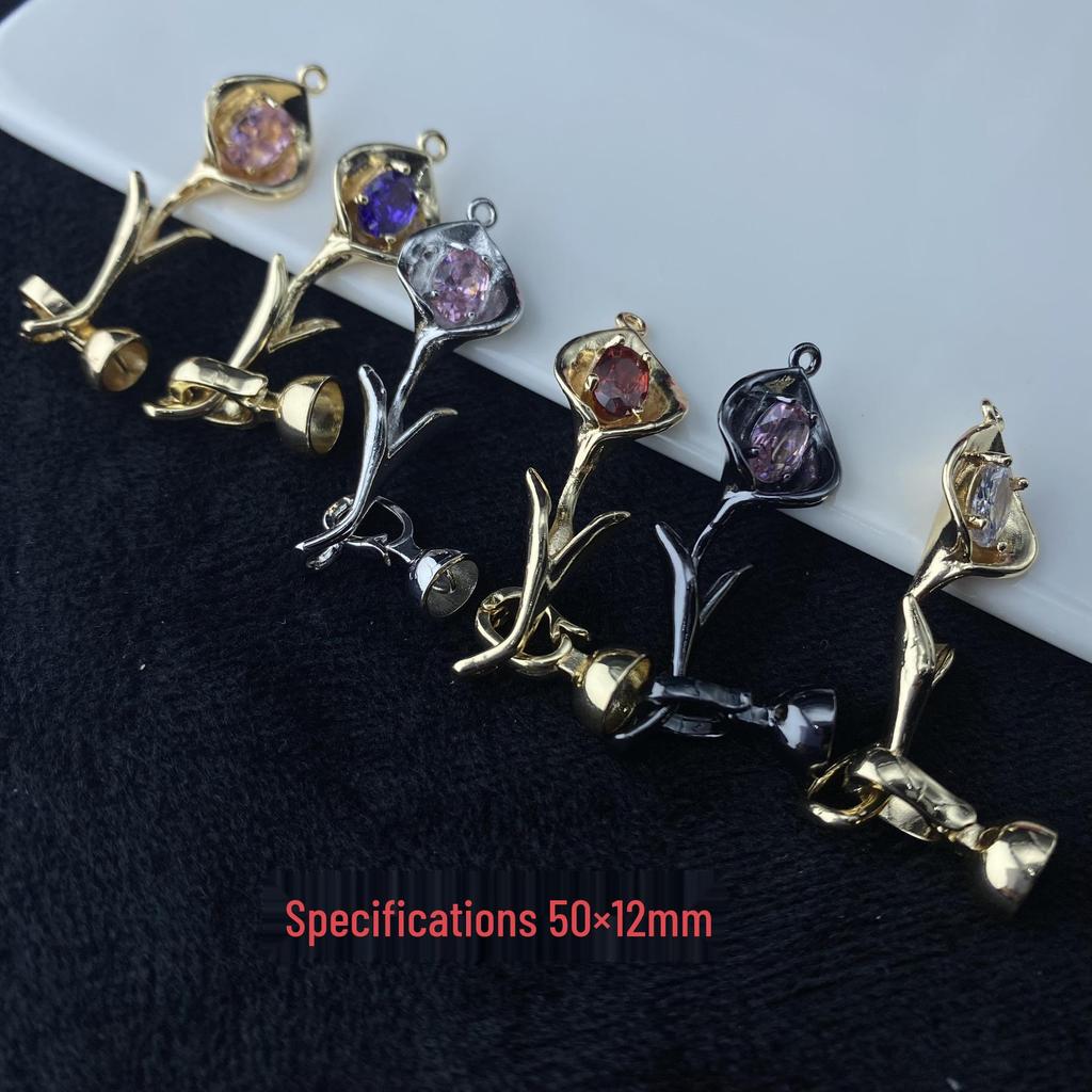 Zircon-Inlaid Horseshoe Flower Clasp for DIY Jewelry