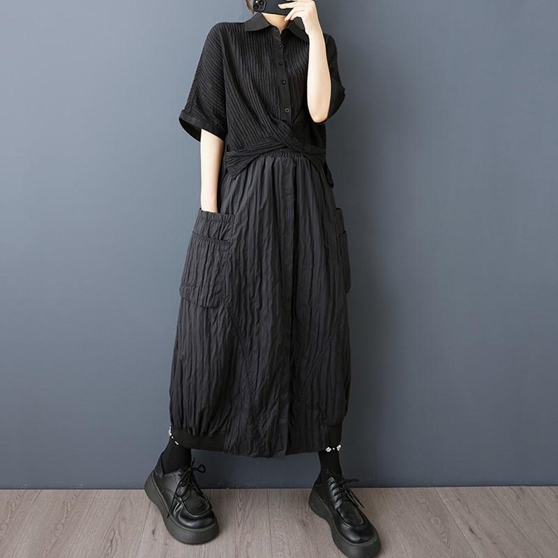Black Plus Size High Waist Vintage Spring Summer Autumn Casual Loose Long for Woman Skirts Womens Skirt