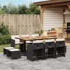 Vidaxl 11-Cz. Garden Furniture Set, With Cushions, Black PE Rattan