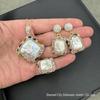 European & American Light Luxury Baroque Pearl Set with Czech Diamonds & Medieval Raw Stone - Three-Piece Set.