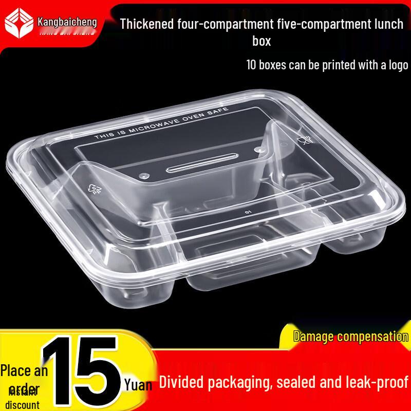 1000ml 4-Compartment Disposable Plastic Food Container