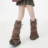 Women Winter Padded Puffer Leg Warmers for Outdoor Work and Sports Adjustable Drawstring Flared Boot Covers Long Socks