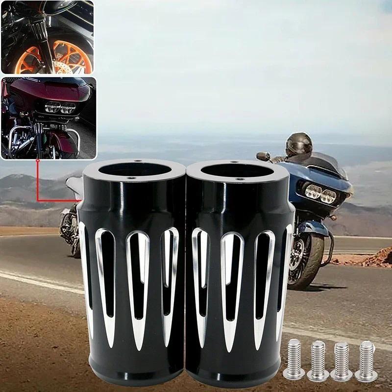 For Harley 1984-2020 2Pcs Motorcycle Fork Slider Cover Trim With Bolts Touring Models Motorbike Decor Accessories