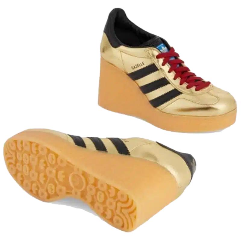Adidas Originals Gazelle Leather Fashion Lace-Up Wedge Platform Shoes Women Shoes Gold 725628 AAA2M 8043