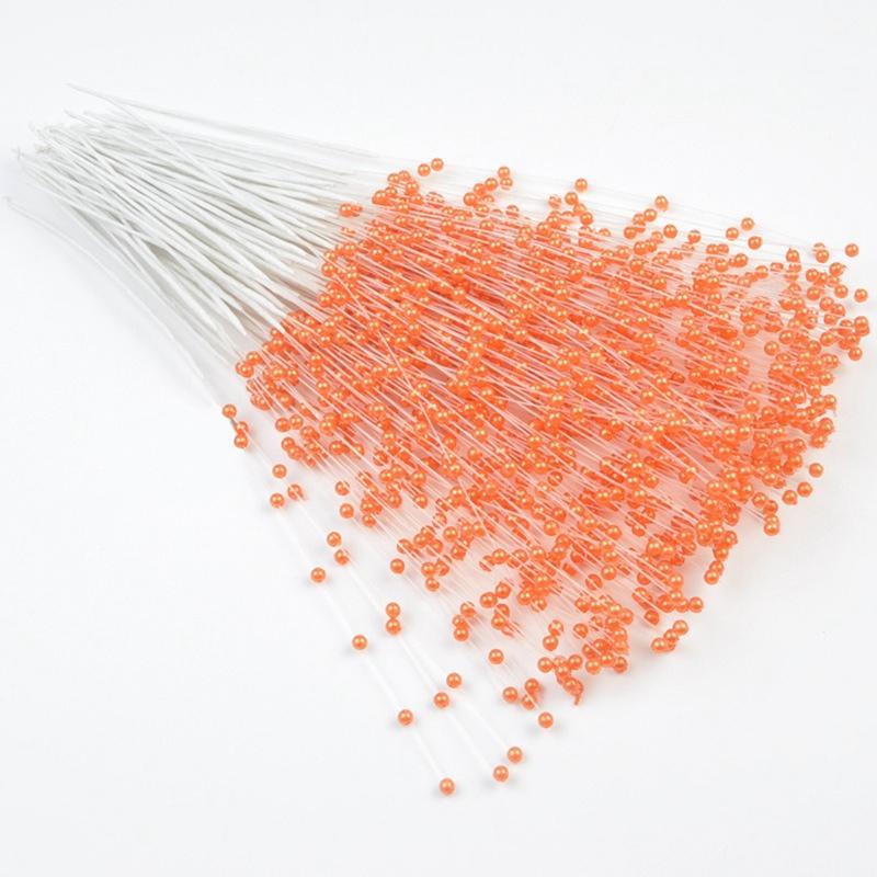 10Pcs Golden Pearl Sticks Beading On Wire Stems for Garland Bridal Wedding Pearl Bouquet Home Party Decor Craft Gifts Accessory