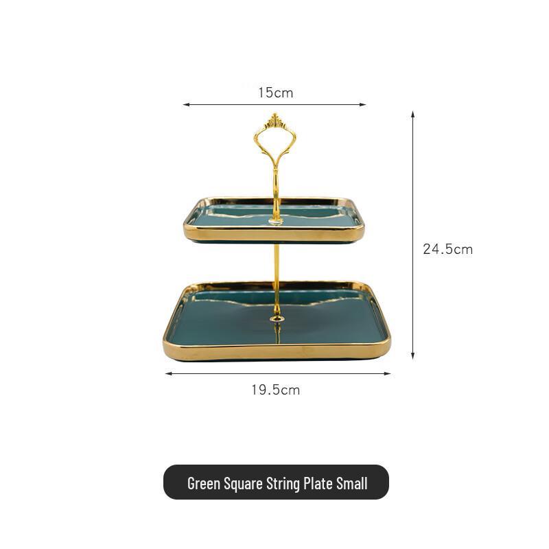 Two-Tier Ceramic Gold Rim Dessert Stand
