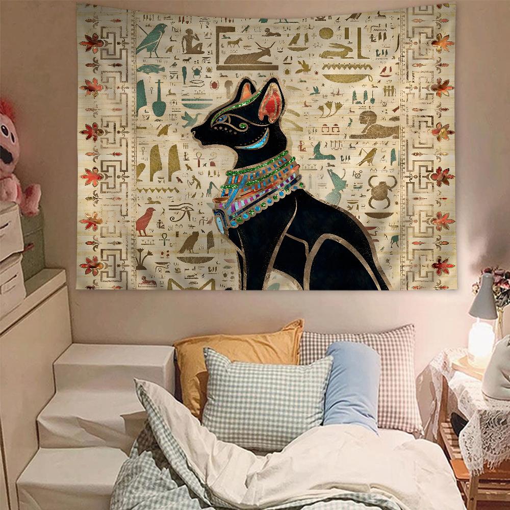 Japanese Anime Wall Hanging Tapestry Ancient Egyptian Carpet God Egyptian Cat Anubis Art Print Home Decor