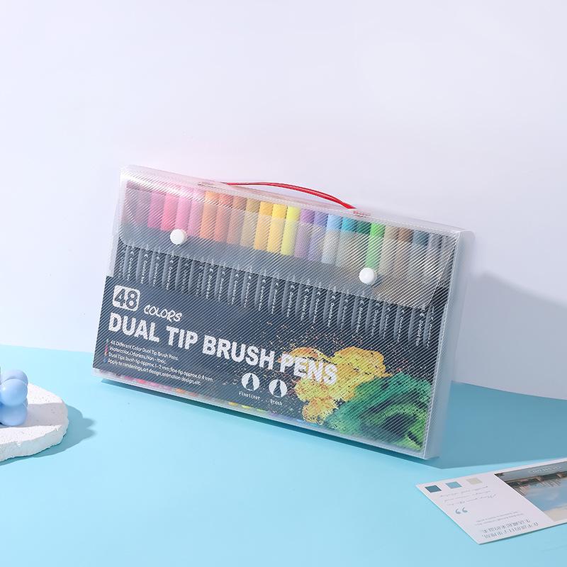 120-Color Double-Ended Watercolor Marker Set with Soft Tips & Fineliner for Students & Art Studio Use