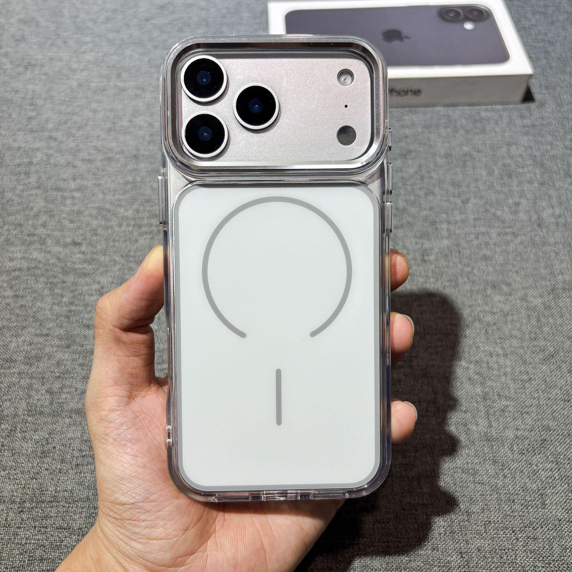 

Drop-Proof Transparent iPhone 16 Case: Magnetic Frame with Metal Edge and Hard Shell 14 Pro Max