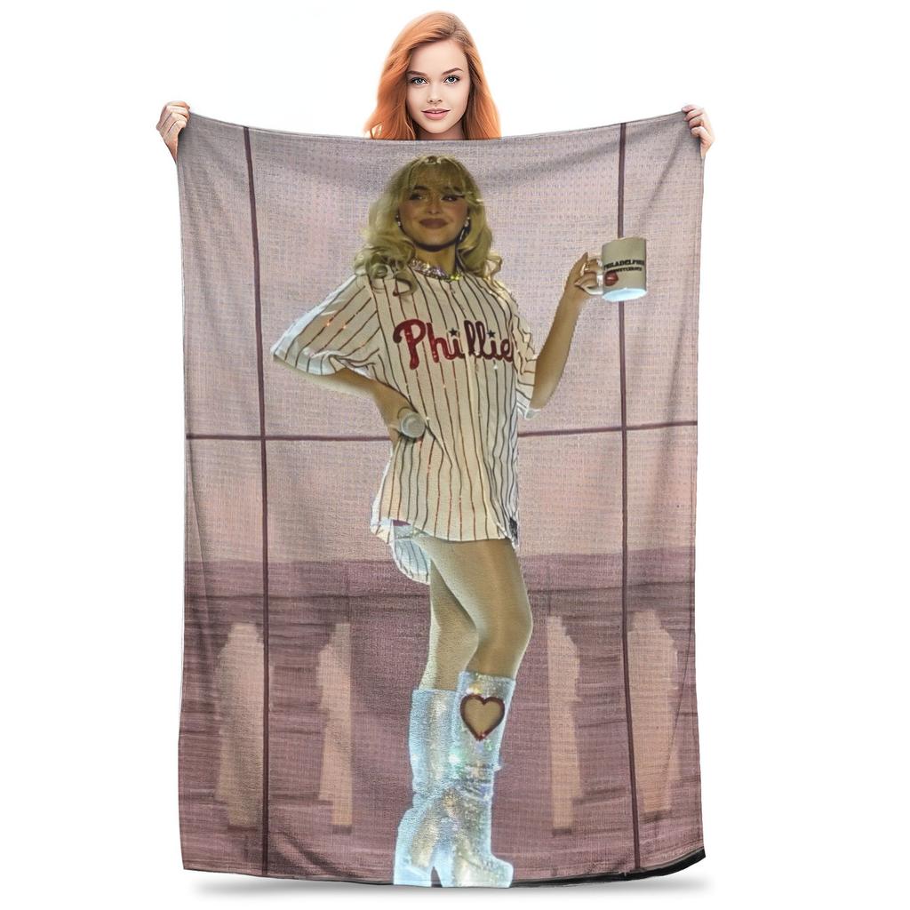 Singer Sabrina Carpenter Blankets Pop Music Flannel Funny Soft Throw Blankets for Chair Covering Sofa Textile Decor