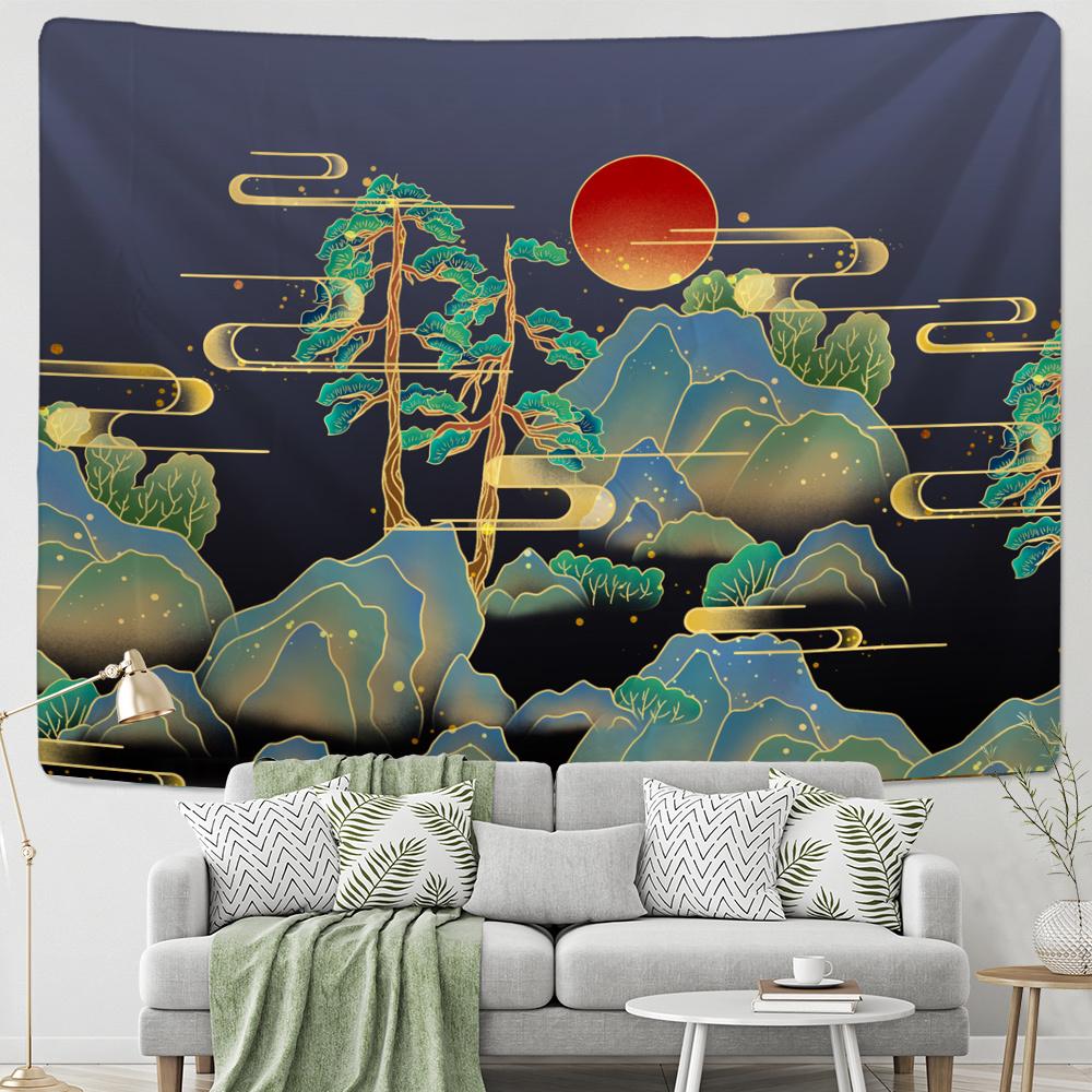 Landscape Painting Art Wall Hanging Beautiful Bohemian Tapestry Sheet Beach Towel Bedroom Room Aesthetic Decoration Home Decor