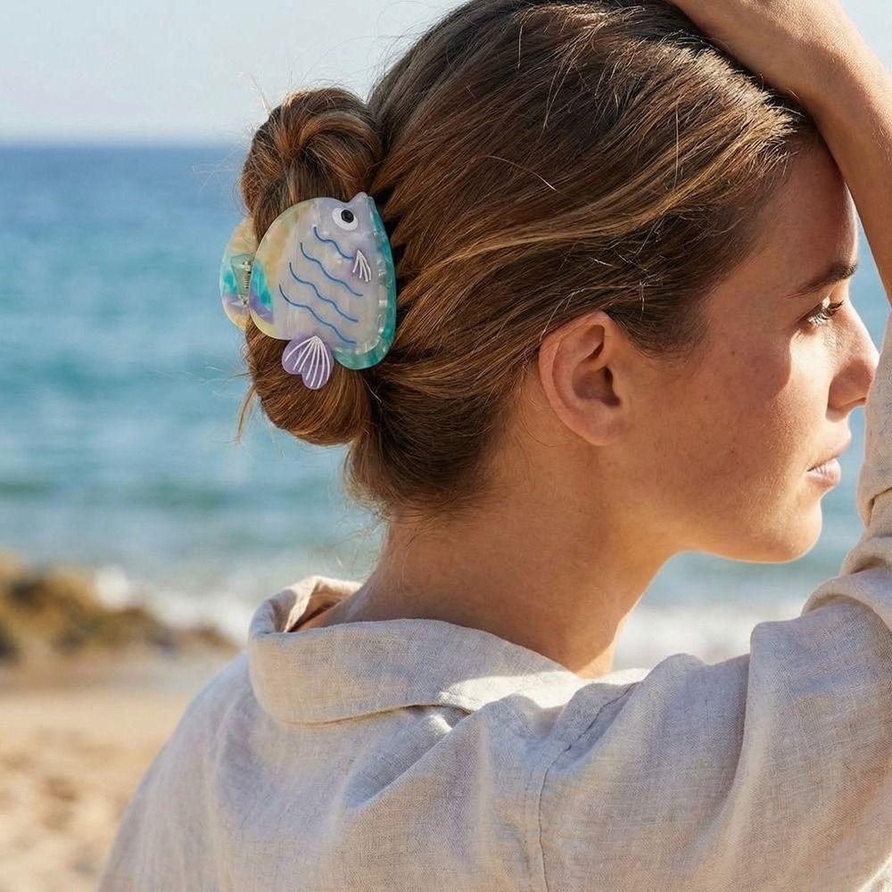 Colorful Ocean Fish Hair Claw Hairpin Fish Grab Clip Marine Animals Hair Clip Headwear