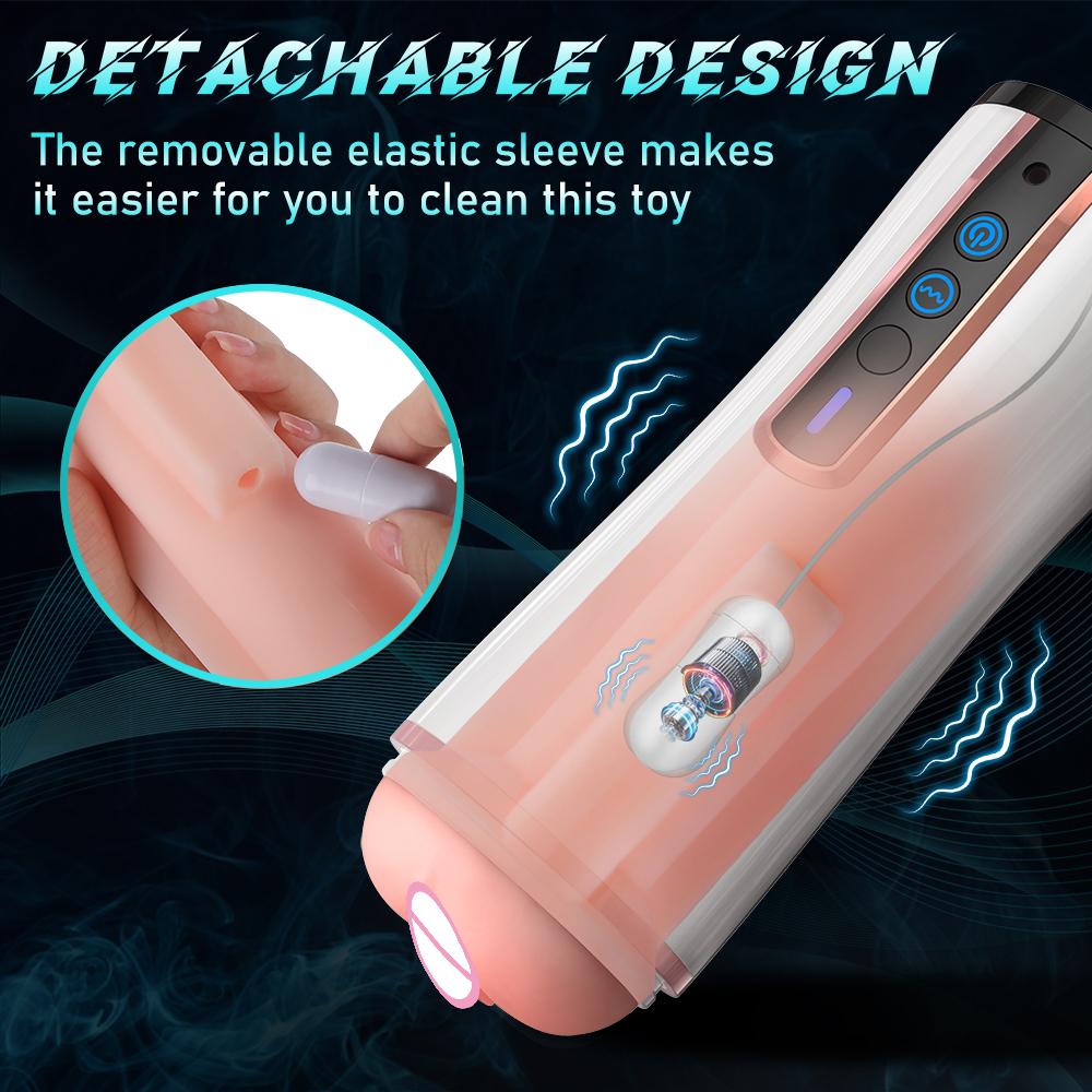 Automatic Sucking Male Masturbator, Blowjob Cup, Pocket Type Vaginal Sex Toy, 10-speed Vibrating Penis Glans Trainer (with Box)