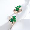 Dark Green Natural Zircon English Earrings For Women  Rose Gold Black Plating Vintage High Quality Daily Jewelry