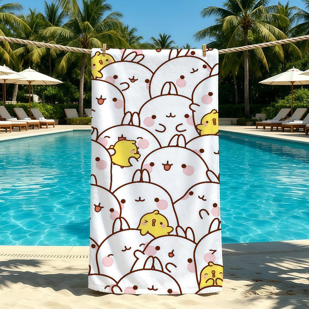 Cartoon Cute M-Molang-ES Towel For Outdoor Camping Beach Towel Super Absorbent Quick-Drying Summer Towel