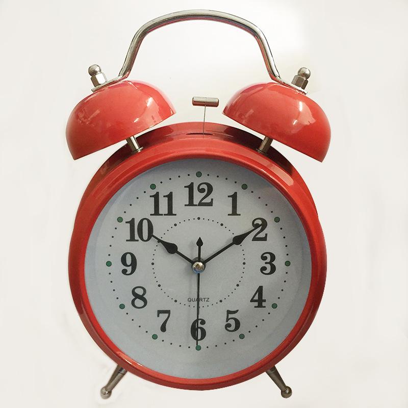 1 inch metal spray paint white surface alarm clock night light creative bell children's school clock