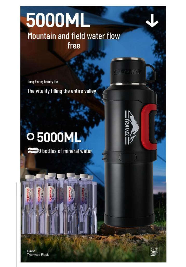 Large Portable Thermos Flask Water Bottle - Outdoor & Household Hot Water Cup