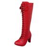 Übergröße Europäische Schnürstiefel Damen Winter Chunky Hoher Absatz Mode Stiefel Damen Stiefel Knielang Weit