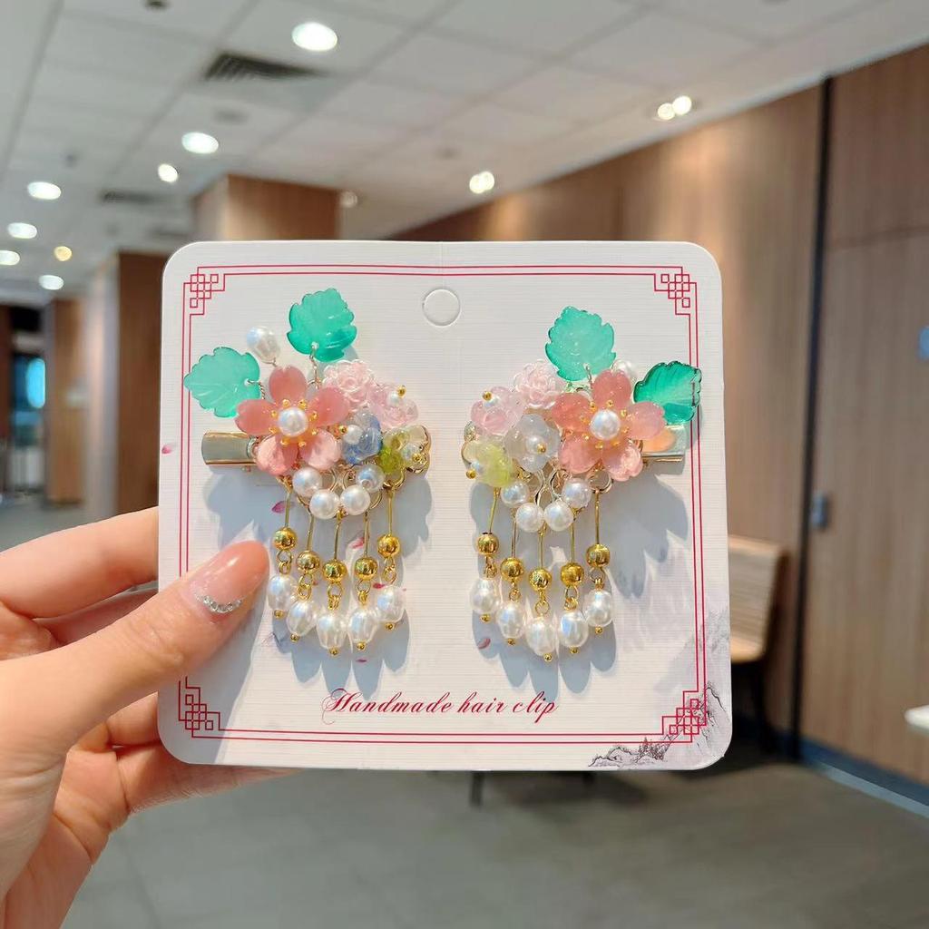 Ancient Style Children's Hanfu Hairpin with Tassel and Forehead Chain