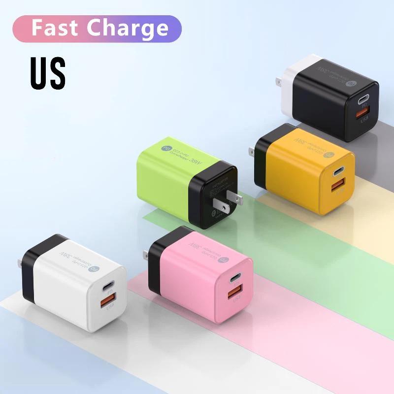 20W US Fast Wall Charger Dual PD USB Ports High Speed Charging for Smartphones Tablets Earbuds Small Digital Devices