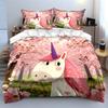 Unicorn Blossom Spring Decor Set Soft Comfortable Duvet Cover Bedding Set Included 1*Duvet Cover & 2*Pillowcases, Gift