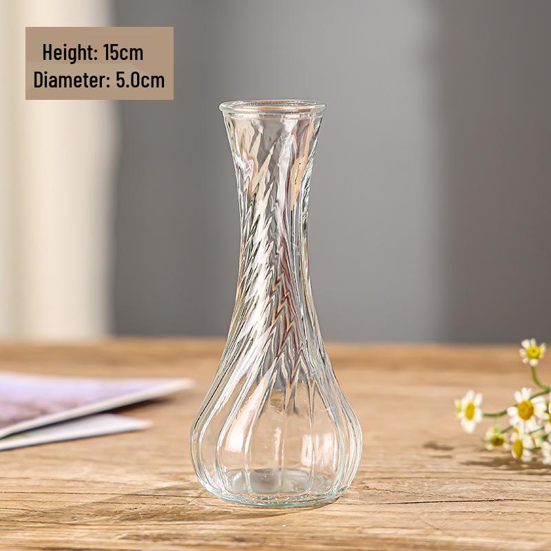 Retro Embossed Transparent Glass Vase: French-Inspired Luxury Home Decor for Living Room