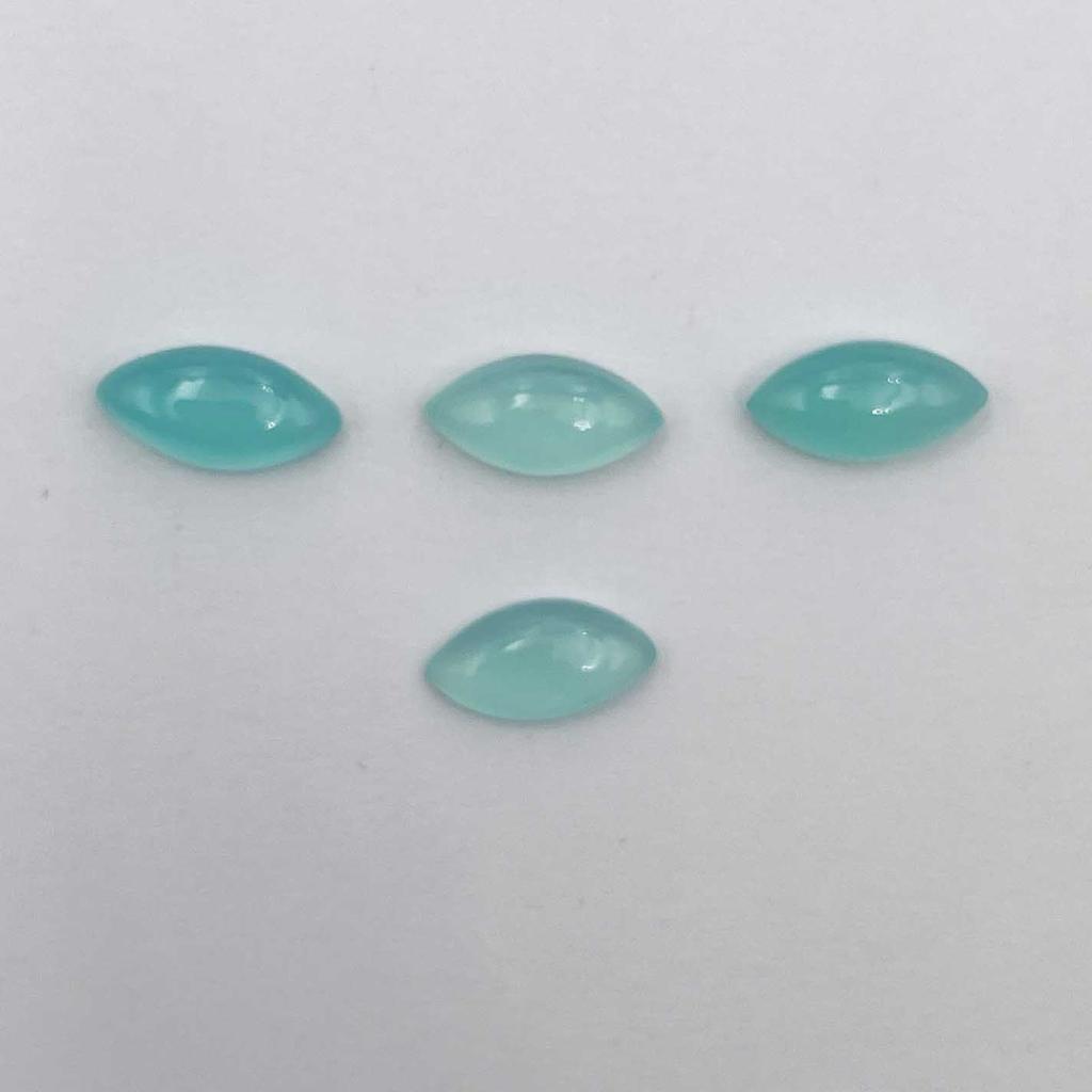 Natural Aqua Chalcedony Marquise Cabochon Loose Gemstone Lot 4 Pcs 7*14 MM 11 CT For Jewelry Making