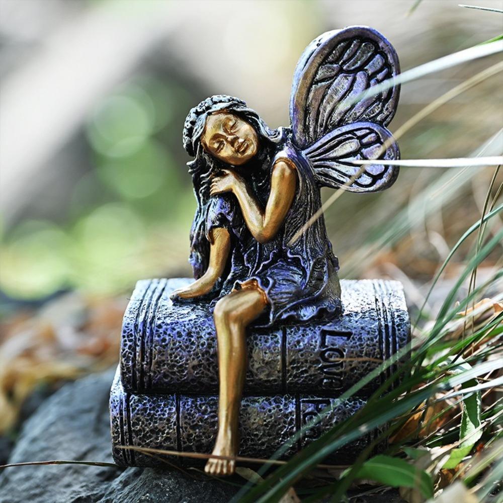 Handmade Angel Girl Statue Cute Fairy Desktop Ornament Durable Fairy Figurines Outdoor