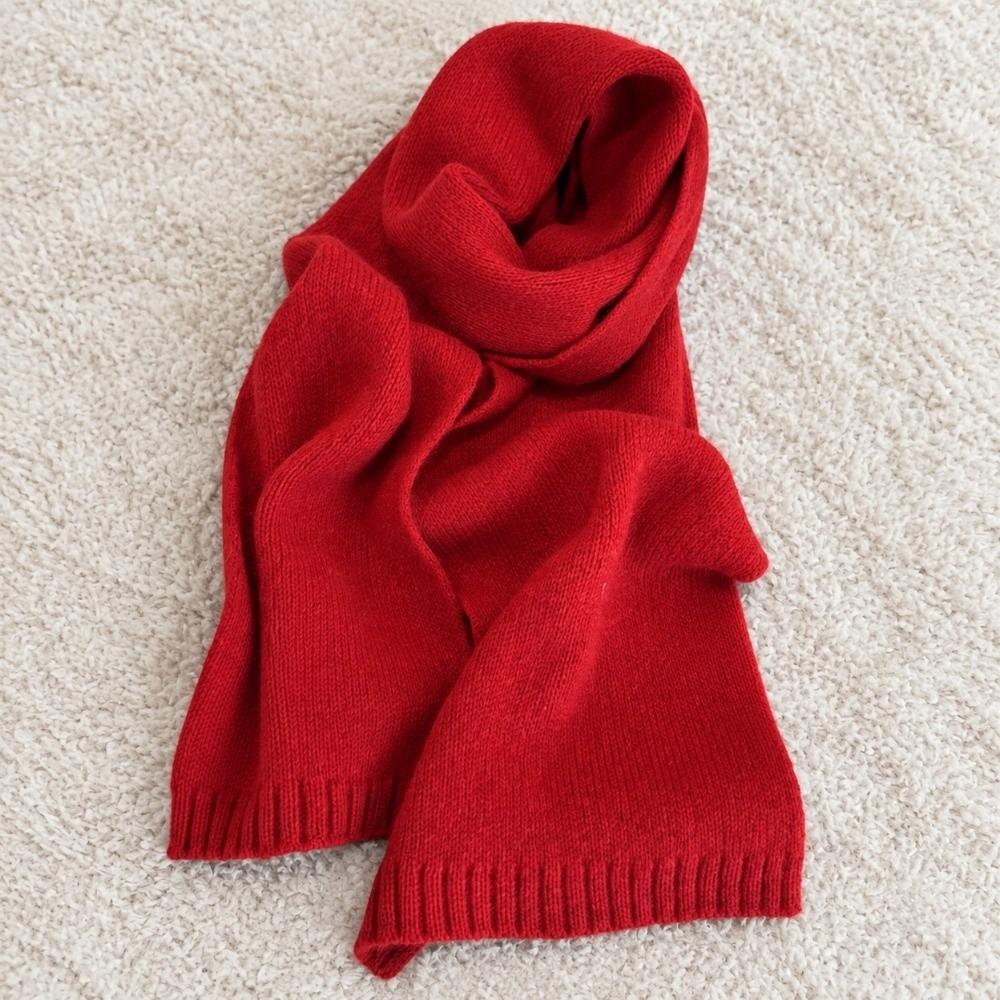 Solid Color Pure Wool Scarf Skin-Friendly Neck Warmer Wrap Wool Knitted Scarf  Autumn Winter