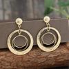 Orecchini Rotondi in Metallo Dorato Vintage Originalità Etnici Geometrici Vuoti Pendenti per Gioielli da Donna