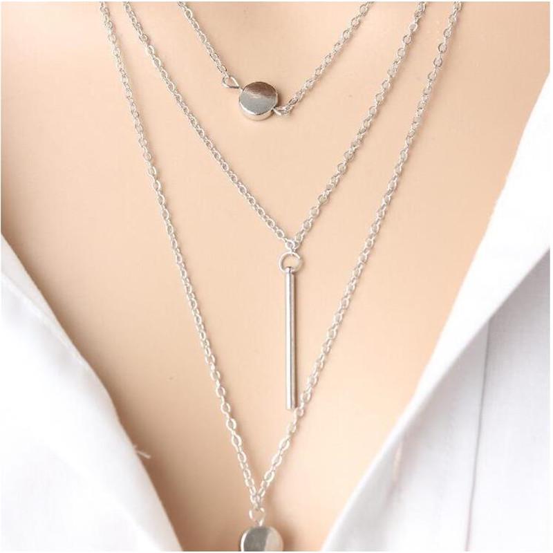 Buy Europe Jewelry Simple 3 Layer Necklace Small Dots Fine Metal Rod ...