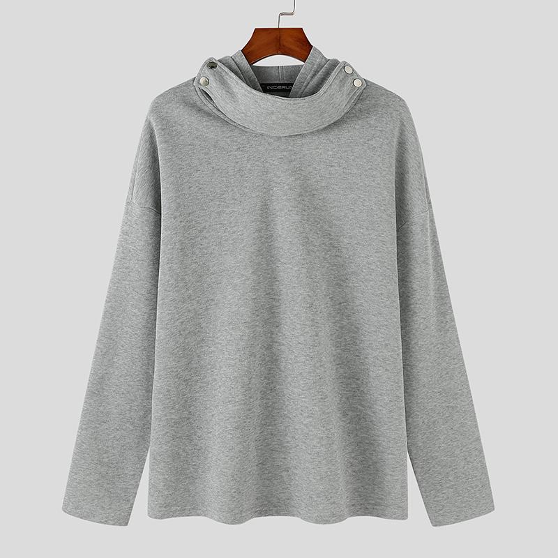 

INCERUN Большие мужские толстовки с капюшоном и длинным рукавом с воротником-стойкой, осенние пуловеры, свитшоты L