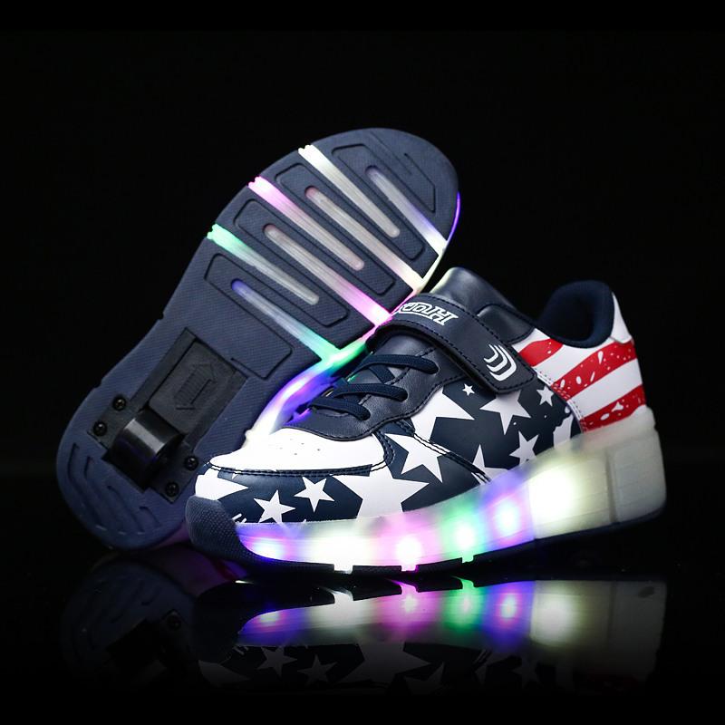 New Code Children's Single-wheel Runaway Shoes Vibrating Luminous Sole Double-wheel Colorful Light Wheel Shoes
