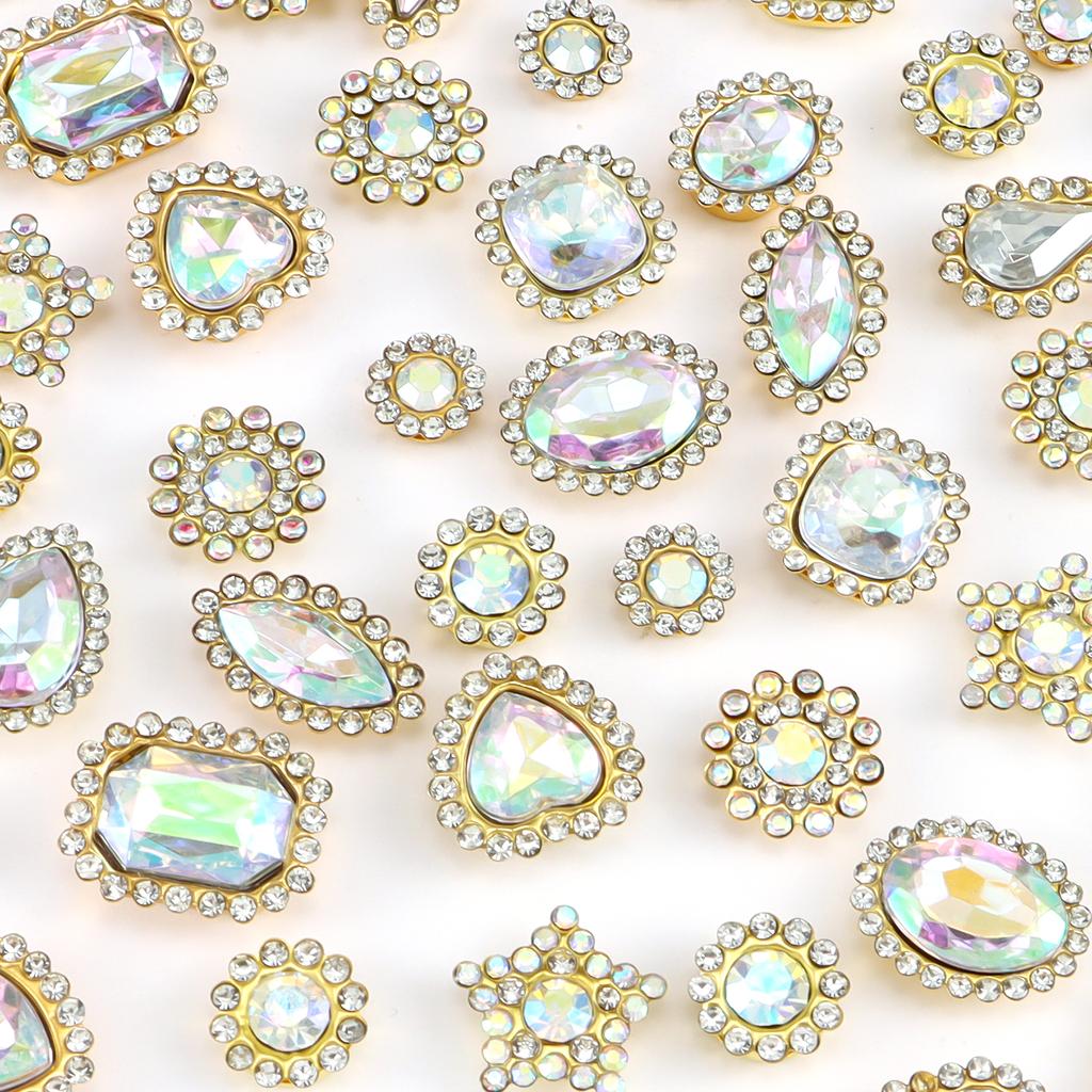 Mixed size sunflower sewing claws, artificial diamonds crystal glass beads buttons gemstones artificial diamonds
